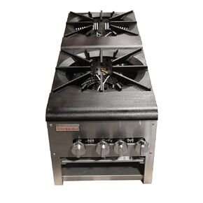 18" Heavy-Duty Natural Gas Stock Pot Stove | Countertop Hot Plate Range for Restaurant Catering | (1) Burner, 110,000 BTU | 18"W x 23"D x 23"H, Stainless Steel (Included: LP Conversion Kit)