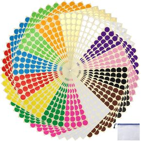 JANYUN 3920 Pcs 3/4 Inch Multicolor Dot Stickers, Colored Coding Round Labels Circle Dots for Office Classroom