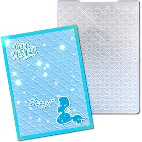 Arbuya Mermaid Scale Plastic Embossing Folders for Card Making Fish Dragon Scales Textured Embossing Folder for Scrapbooking Pages Paper Crafting Clay Decoration