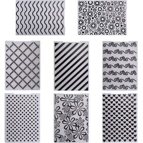 WANDIC 8 Pieces Embossing Folders, Plastic Embossing Templates Craft Paper Card Making Embossing Stencil for Scrapbook Decor Card Making DIY Craft