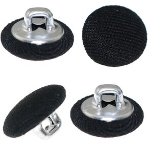 20PCS Black 20mm Fabric Cloth with Metal Shank Round Buttons for Coat Jacket Blouse Jeans Dress Suits Bridal Gowns Sewing Buttons