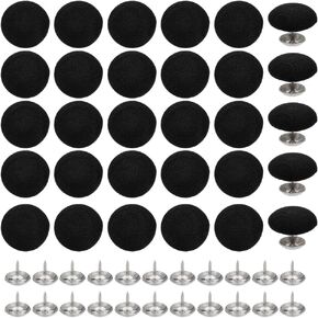 BENECREAT 32 Sets 0.67Inches Baseball Cap Button Top Replacement Hats Buttons Black Cloth Covered Hat Button for Hat Replacement Repair Jeans Blouse Sewing