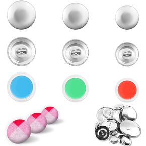 60pcs Button Covers, Cover Button Kit with 3 Sizes Buttons & Tools Fabric Covered Buttons Kit DIY Fabric Buttons Maker to Make Your Own Buttons for Crafts DIY