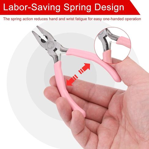 كماشة HARFINGTON مقاس 5 بوصات كماشة صغيرة مع قاطعة أسلاك ومقبض PVC غير قابل للانزلاق وفك مسنن صغير لأداة الديكور Hobby Craft، وردي in Saudi Arabia