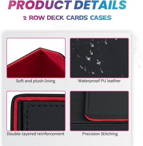 Graded Card Storage Box, PSA Card Holder Compatible with 46 PCS Graded Sports Cards, Pu Leather Trading Card Storage Box Fits Baseball, BGS, Magnetic Card Holder and Top Loaders (Double, Black&Gray) in Kuwait