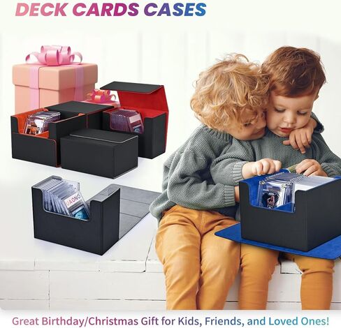 Graded Card Storage Box, PSA Card Holder Compatible with 46 PCS Graded Sports Cards, Pu Leather Trading Card Storage Box Fits Baseball, BGS, Magnetic Card Holder and Top Loaders (Double, Black&Gray) in Kuwait