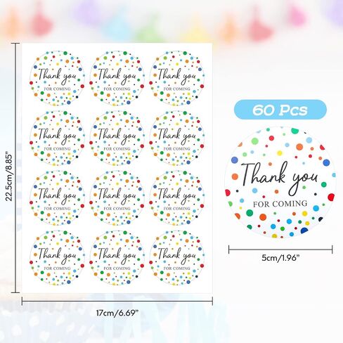 60 قطعة من ملصقات Joycraft شكرًا لك على قدومك، ملصقات هدايا ملونة مقاس 2 بوصة، ملصقات شكرًا لك على المغلف، وحفلات الزفاف وتغليف الهدايا in Kuwait