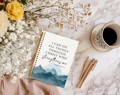 Bible Philippians 4:13 Journal for Women,Christian Inspirational Spiral Bible Notebooks,Scripture Hardcover Spiral Notebook 5.5x8.3 in Kuwait