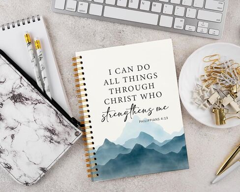 Bible Philippians 4:13 Journal for Women,Christian Inspirational Spiral Bible Notebooks,Scripture Hardcover Spiral Notebook 5.5x8.3 in Kuwait