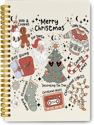 Funny Retro Christmas Journaling Notebooks, Merry Christmas Spiral Notebook, Christmas Santa Gift Notebook Journal, Christmas Office Supplies, Hardcover Spiral Notebooks College Ruled 5.5 x 8.3 in Saudi Arabia