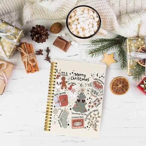 Funny Retro Christmas Journaling Notebooks, Merry Christmas Spiral Notebook, Christmas Santa Gift Notebook Journal, Christmas Office Supplies, Hardcover Spiral Notebooks College Ruled 5.5 x 8.3 in Saudi Arabia