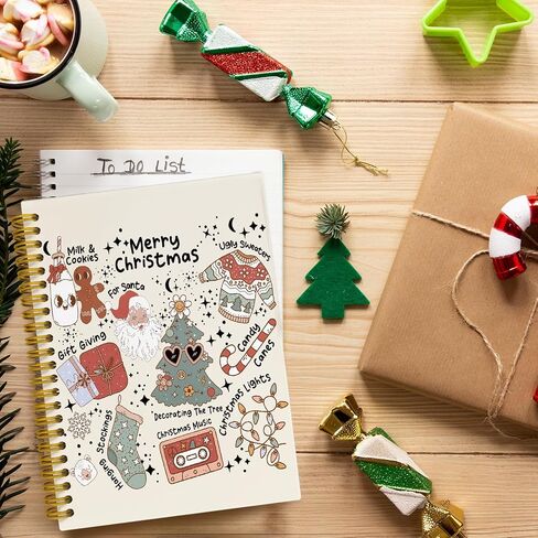Funny Retro Christmas Journaling Notebooks, Merry Christmas Spiral Notebook, Christmas Santa Gift Notebook Journal, Christmas Office Supplies, Hardcover Spiral Notebooks College Ruled 5.5 x 8.3 in Saudi Arabia