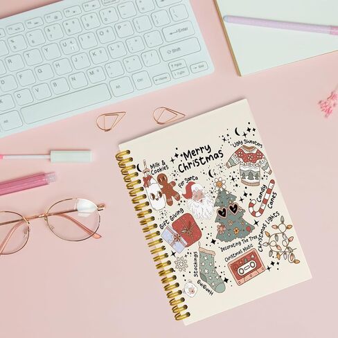 Funny Retro Christmas Journaling Notebooks, Merry Christmas Spiral Notebook, Christmas Santa Gift Notebook Journal, Christmas Office Supplies, Hardcover Spiral Notebooks College Ruled 5.5 x 8.3 in Saudi Arabia