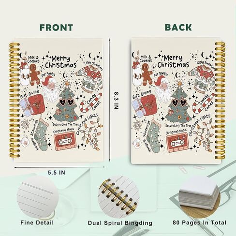 Funny Retro Christmas Journaling Notebooks, Merry Christmas Spiral Notebook, Christmas Santa Gift Notebook Journal, Christmas Office Supplies, Hardcover Spiral Notebooks College Ruled 5.5 x 8.3 in Saudi Arabia