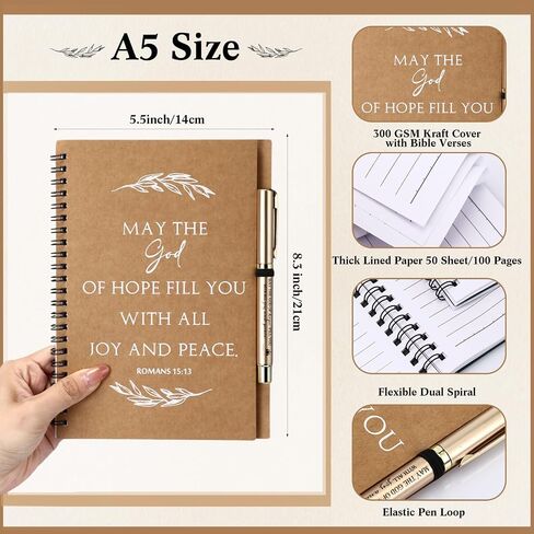 Kosiz 100 Pcs Christmas Christian Gifts Prayer Journal for Women Bulk A5 Spiral Notebook Scripture Notepad Bible Verse Ballpoint Pen Christmas Party Gifts Religious God Church Favors for Women Men in Saudi Arabia