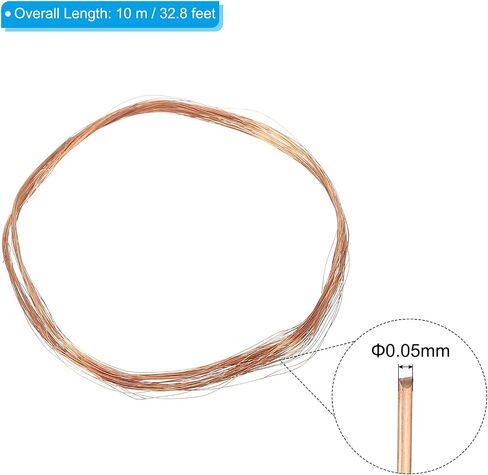 PATIKIL 33 Feet Solid Bare Copper Wire, 44 Gauge 99.9% Pure Copper Wire 0.05mm Soft Beading Wire Metal Plant Stem Ties for Jewelry Craft (10m) in Saudi Arabia