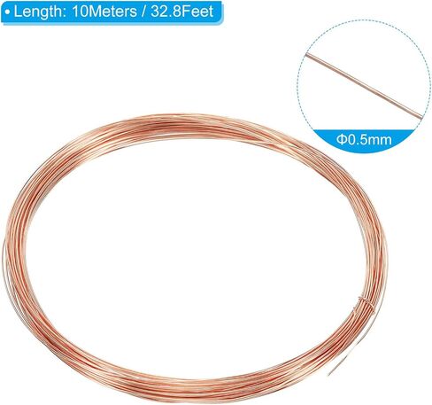 PATIKIL 33 Feet Solid Bare Copper Wire, 44 Gauge 99.9% Pure Copper Wire 0.05mm Soft Beading Wire Metal Plant Stem Ties for Jewelry Craft (10m) in Saudi Arabia