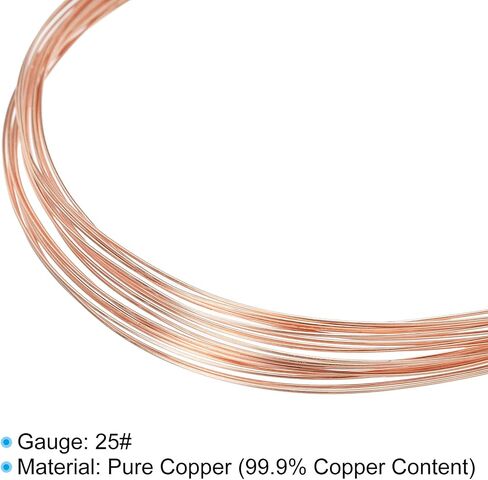 PATIKIL 33 Feet Solid Bare Copper Wire, 44 Gauge 99.9% Pure Copper Wire 0.05mm Soft Beading Wire Metal Plant Stem Ties for Jewelry Craft (10m) in Saudi Arabia