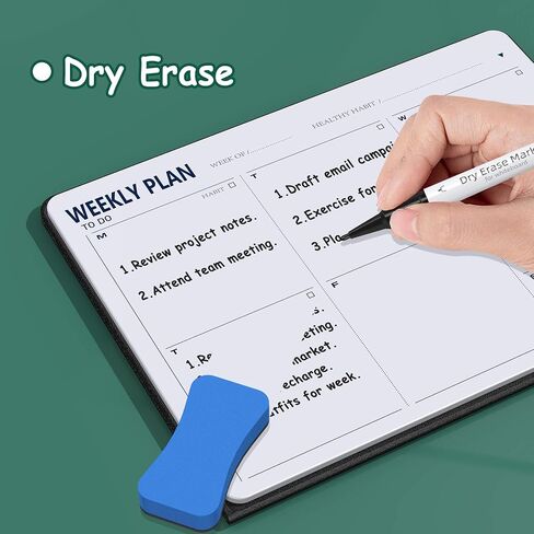 Small Desktop Dry Erase Board, 9.5x7 Magnetic Planner Desk White Board with Stand, Portable Whiteboard for Office Home School Supplies MH780 (M1 Blank (Blue)) in Saudi Arabia