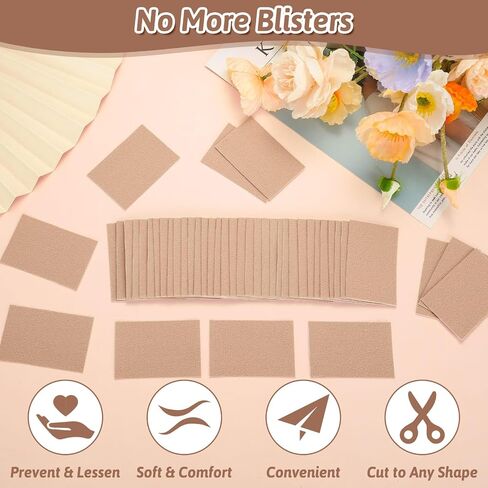 Shynek 45 Sheets Moleskin for Feet, Moleskin for Blisters, Adhesive Mole Skin Patch for Shoes, Moleskin Padding for Feet Blister Prevention, Moleskin Tape for Boots Hiking Reduce Friction Pain in Saudi Arabia