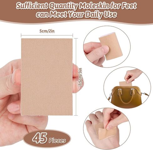 Shynek 45 Sheets Moleskin for Feet, Moleskin for Blisters, Adhesive Mole Skin Patch for Shoes, Moleskin Padding for Feet Blister Prevention, Moleskin Tape for Boots Hiking Reduce Friction Pain in Saudi Arabia