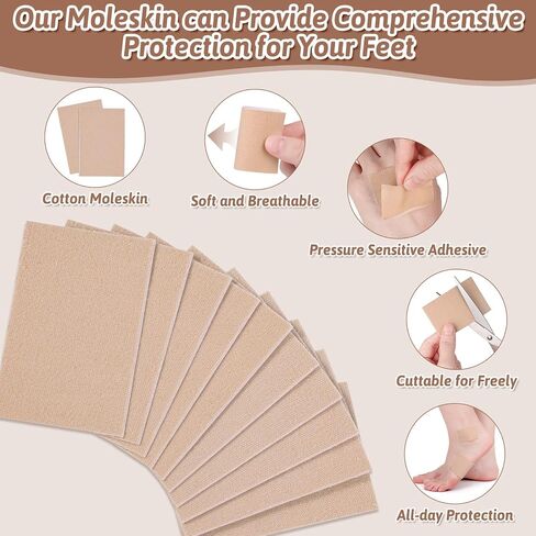 Shynek 45 Sheets Moleskin for Feet, Moleskin for Blisters, Adhesive Mole Skin Patch for Shoes, Moleskin Padding for Feet Blister Prevention, Moleskin Tape for Boots Hiking Reduce Friction Pain in Saudi Arabia