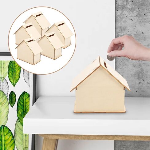 Angoily 30pcs Wooden Piggy Bank, Unfinished Savings Bank House Money Box for Boys Girls Adults to Saving Money, Tip Jar Cash and Change Container in Saudi Arabia