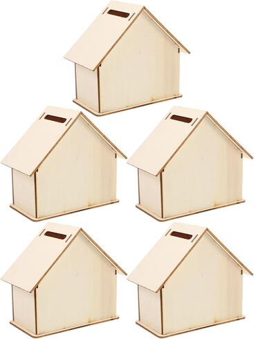 Angoily 30pcs Wooden Piggy Bank, Unfinished Savings Bank House Money Box for Boys Girls Adults to Saving Money, Tip Jar Cash and Change Container in Saudi Arabia