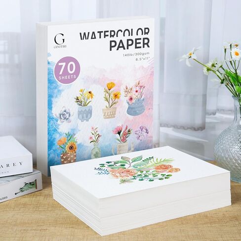 70 Sheets Art Paper for Kids 8.5 x 11 Water Color Paper,140 lb/300gsm Watercolor Paper for Painting Drawing,Cold Press Cotton Loose Drawing Paper Watercolor Paper Bulk for Students Adults in Saudi Arabia