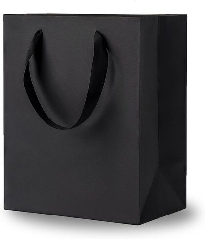 Argivean Black Gift Bags With Handles: 6pcs Medium Gift Bags Bulk 8x5x10 Inch For Wedding Party Birthday Business in Saudi Arabia
