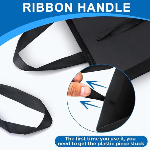 Argivean Black Gift Bags With Handles: 6pcs Medium Gift Bags Bulk 8x5x10 Inch For Wedding Party Birthday Business in Saudi Arabia