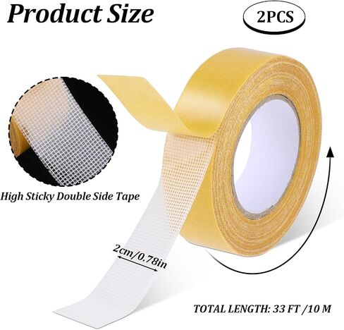 2 Pcs Double Sided Tape Heavy Duty Thin Double Sided Tape for Crafts 0.7inch*33ft Mesh Tape Fabric Tape Double Sided Mounting Tape Strong Poster Tape Clear Hem Tape Fabric Tape for Carpets Pictures in Saudi Arabia
