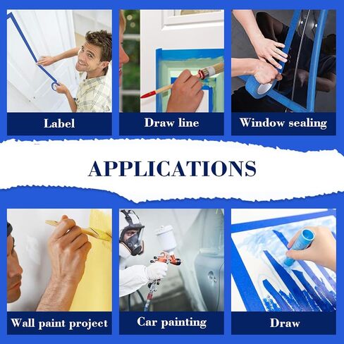 2 Rolls Blue Painters Tape 1 inch x 164 FT Masking Tape | Painting Tape | Paper Tape | Paint Craft Tape for Decoration, Labeling, Wall, Home, Art Supplies (2) in Saudi Arabia
