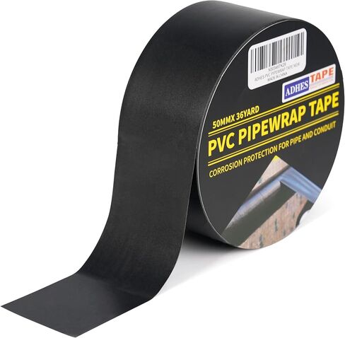 ADHES Corrosion Protection Pipe Tape, 2 Inch X 36 Yds(108FT), 6.0Mil PVC Pipe Wrap Tape Weatherproof Wrap Duct Tape for Drain Pipe, Metal & Electrical Piping, Outdoor, Underground Pipe, Black in Saudi Arabia