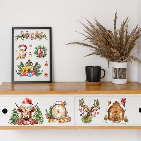 AFRITEE Christmas Rub on Transfers - 12 Sheets Hello Winter Snowflake Transfer Stickers for Crafts and Furniture, Blue Gnome Snowman Sticker Decals for DIY Creative Home Decoration Gifts in Saudi Arabia