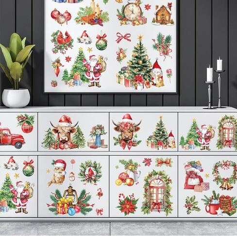 AFRITEE Christmas Rub on Transfers - 12 Sheets Hello Winter Snowflake Transfer Stickers for Crafts and Furniture, Blue Gnome Snowman Sticker Decals for DIY Creative Home Decoration Gifts in Saudi Arabia