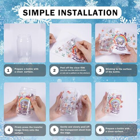 AFRITEE Christmas Rub on Transfers - 12 Sheets Hello Winter Snowflake Transfer Stickers for Crafts and Furniture, Blue Gnome Snowman Sticker Decals for DIY Creative Home Decoration Gifts in Saudi Arabia