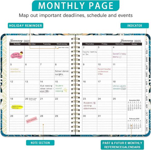 2026 Planner, Monthly and Weekly Calendar 2026, Jan.2026-Dec.2026, 8.5'' x 6.5'' with Monthly Tabs, Flexible Hardcover, Thick Paper, Back Pocket, Strong Twin-Wire Binding, Holiday Reminder in Saudi Arabia