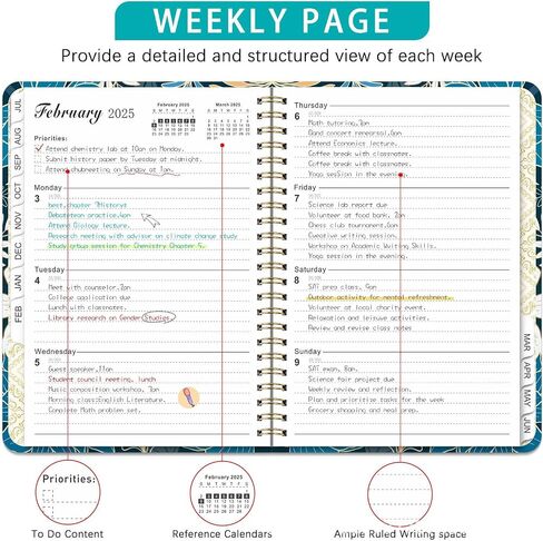 2026 Planner, Monthly and Weekly Calendar 2026, Jan.2026-Dec.2026, 8.5'' x 6.5'' with Monthly Tabs, Flexible Hardcover, Thick Paper, Back Pocket, Strong Twin-Wire Binding, Holiday Reminder in Saudi Arabia