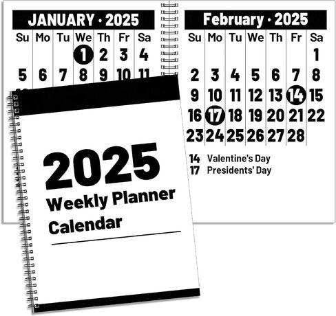 تقويم أسود كبير 2025 مقاس 8.3 × 11 بوصة، تقويم أسبوعي مطبوع كبير مع خطوط جريئة كبيرة، تقويم سهل القراءة لمدة 12 شهرًا للأشخاص ذوي الرؤية المنخفضة وكبار السن، 140 صفحة in Kuwait