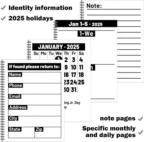 تقويم أسود كبير 2025 مقاس 8.3 × 11 بوصة، تقويم أسبوعي مطبوع كبير مع خطوط جريئة كبيرة، تقويم سهل القراءة لمدة 12 شهرًا للأشخاص ذوي الرؤية المنخفضة وكبار السن، 140 صفحة in Kuwait