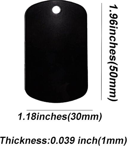 ABBECIAO 25 Pack Anodized Aluminum Blank Military Dog Tags for Laser Engraving with 24 Inches of Stainless Steel Ball Chains for DIY Craft Personalized Necklace Keychain Pendants Black in Kuwait