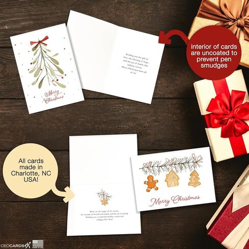 Merry Christmas Cards for Business & Family (Variety Pack 4 Seasonal Designs) Bulk Greeting Card Set Pack of 20 Holiday Cards with Envelopes (5x7 inch - A7) Office, Work, Employees & Clients VP2404 in Kuwait