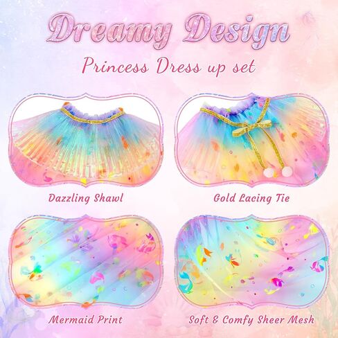 Princess Dress up Clothes for Girls 4-6, Mermaid Cape for Girls, Mermaid Costume Birthday Halloween Christmas Gift in Saudi Arabia