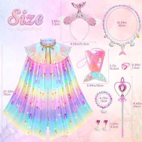 Princess Dress up Clothes for Girls 4-6, Mermaid Cape for Girls, Mermaid Costume Birthday Halloween Christmas Gift in Saudi Arabia