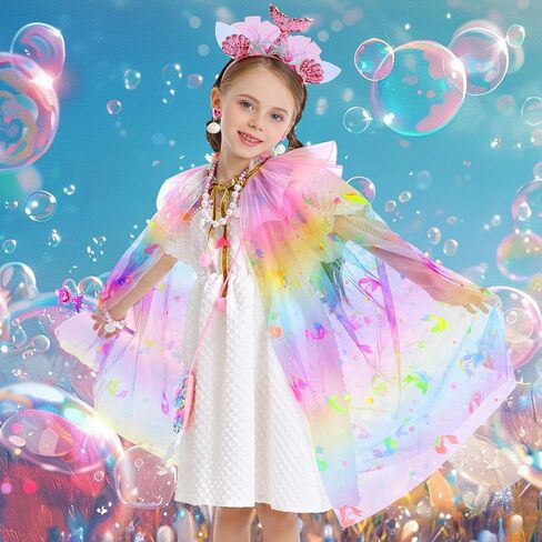 Princess Dress up Clothes for Girls 4-6, Mermaid Cape for Girls, Mermaid Costume Birthday Halloween Christmas Gift in Saudi Arabia