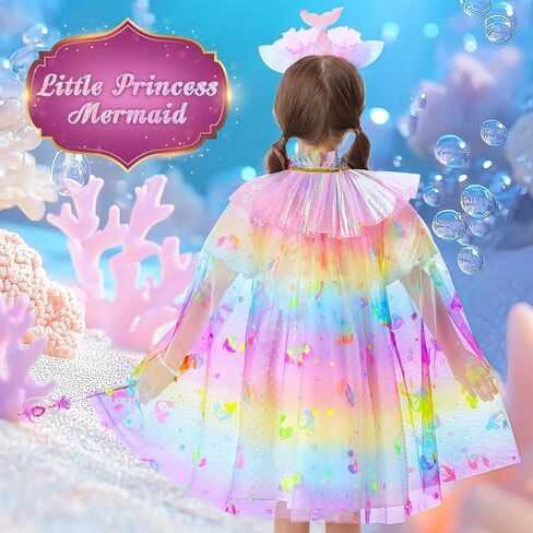Princess Dress up Clothes for Girls 4-6, Mermaid Cape for Girls, Mermaid Costume Birthday Halloween Christmas Gift in Saudi Arabia