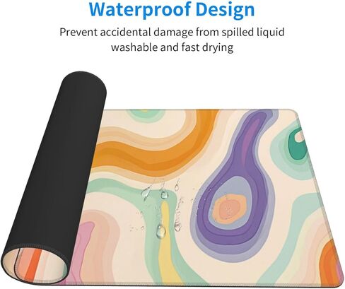 AQQA Abstract Desk Mat Desktop,Gaming Mouse Pad Long Mouse Pad Large Desk Mat 31.5X15.7 Inch Mousepad with Non-Slip Base Stitched Edge Keyboard Mat for Gaming Office, Abstract Modern Colorful in Kuwait