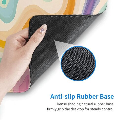 AQQA Abstract Desk Mat Desktop,Gaming Mouse Pad Long Mouse Pad Large Desk Mat 31.5X15.7 Inch Mousepad with Non-Slip Base Stitched Edge Keyboard Mat for Gaming Office, Abstract Modern Colorful in Kuwait