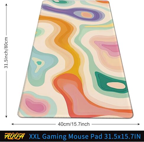 AQQA Abstract Desk Mat Desktop,Gaming Mouse Pad Long Mouse Pad Large Desk Mat 31.5X15.7 Inch Mousepad with Non-Slip Base Stitched Edge Keyboard Mat for Gaming Office, Abstract Modern Colorful in Kuwait